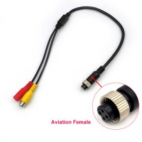 CMA-F1 M12 4Pin Aviation Female to AV Female + DC Female Cable, 35cm length