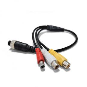 CMA-F9 M12 4Pin Aviation Female to 2*AV Female DC Male Cable 35cm length