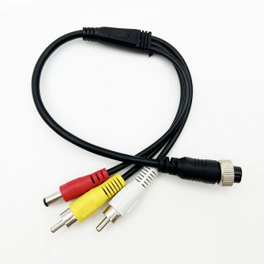 CMA-F12 M12 4Pin Aviation Female to 2*AV Male DC Male Cable 35cm length