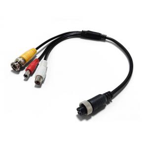 CMA-F14 M12 4Pin Aviation Female to BNC Male+DC Male+AV Female Cable, 35cm length