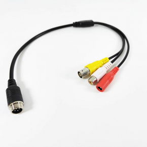 CMA-M7 M12 4Pin Aviation Male to AV Female BNC Female DC Female Cable 35cm length