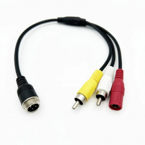 CMA-M8 M12 4Pin Aviation Male to 2 AV Male DC Female Cable 35cm length