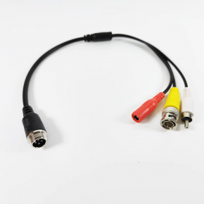 CMA-M13 M12 4Pin Aviation Male to BNC Male DC Female AV Male Cable 35cm length