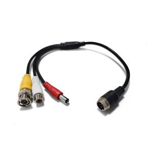 CMA-M14 M12 4Pin Aviation Male to BNC Male DC Male  Audio Female Cable 35cm length