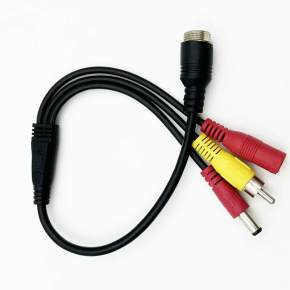 CMA-M15 M12 4Pin Aviation Male to DC Male  DC Female Audio Male Cable 35cm length