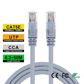 UTP CAT5e CCA network cable 0.3M~50M Length optional RJ45 Male to Male Gray Color