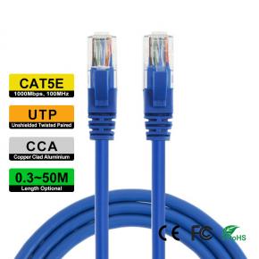 UTP CAT5e CCA network cable 0.3M~50M Length optional RJ45 Male to Male Blue Color