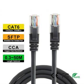 SFTP CAT6 CCA network cable 0.3M~50M Length optional RJ45 Male to Male Black Color CRJ6-005SF-A CRJ6-01SF-A CRJ6-1.5SF-A CRJ6-02SF-A CRJ6-03SF-A CRJ6-05SF-A CRJ6-10SF-A CRJ6-15SF-A CRJ6-20SF-A CRJ6-25