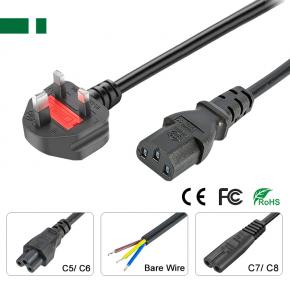 AC-UKG-C13-A1 AC Power Cable with UK Type G Plug to C13 Connector